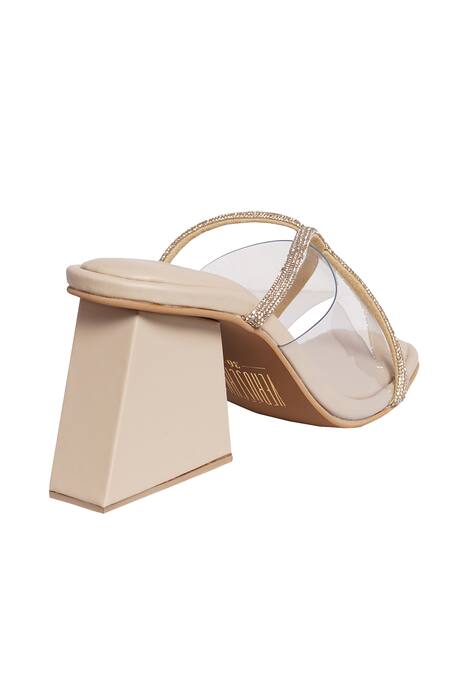 Buy Veruschka By Payal Kothari Cream Embellished Rania Leather Block Heels Online at Aza Fashions Buy_Veruschka By Payal Kothari_Cream Embellished Rania Leather Block Heels _Online_at_Aza_Fashions