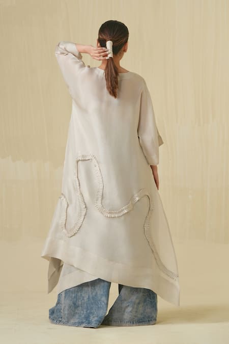 Stoique Flamingo Asymmetric Ruffle Tunic 