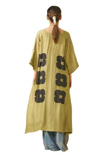 Shop Stoique Green Upada Silk Printed Floral V Neck Swan Tunic Online at Aza Fashions Shop_Stoique_Green Upada Silk Printed Floral V Neck Swan Tunic _Online_at_Aza_Fashions