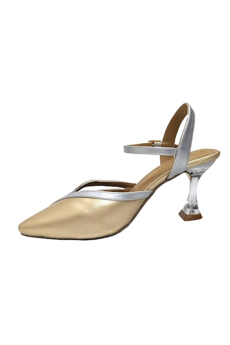 Devano_Gold Emily Slingback Heels_Online_at_Aza_Fashions