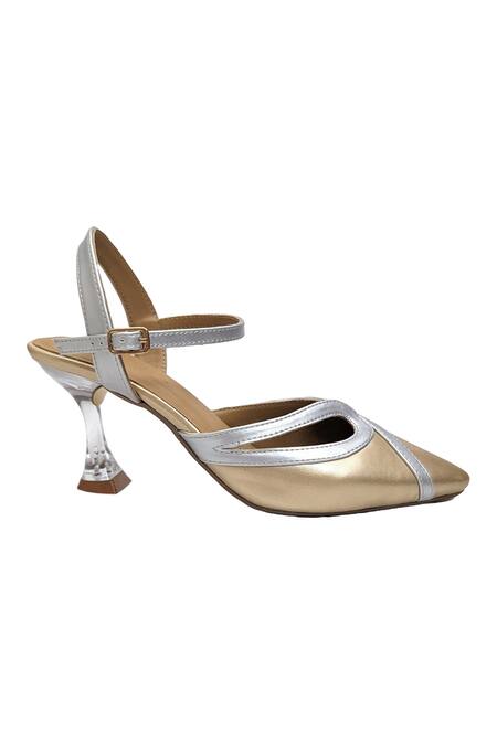 Buy_Devano_Gold Emily Slingback Heels_Online_at_Aza_Fashions