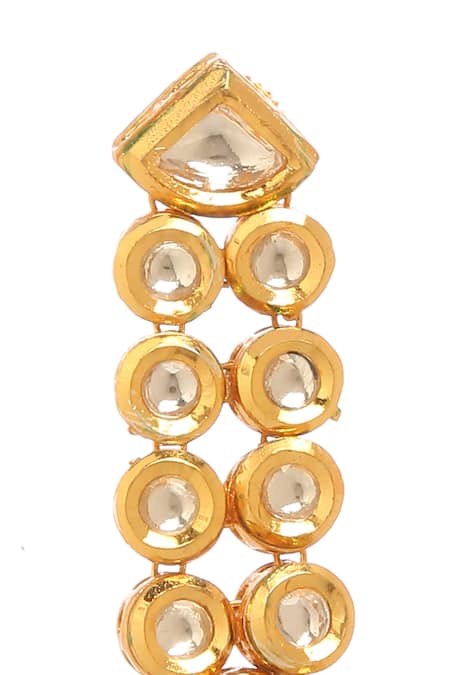 Minaki_Green Stones, Diamonds Floret Vine Kundan Embellished Earrings _Online_at_Aza_Fashions