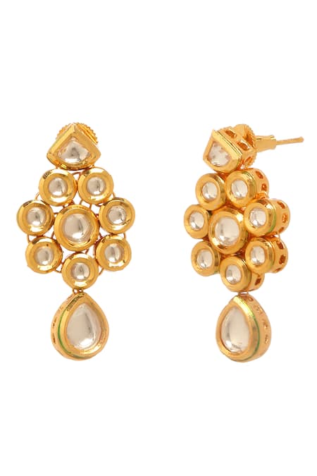 Buy_Minaki_Gold Plated Imitation Diamonds Kundan Embellished Floweret Earrings _Online_at_Aza_Fashions