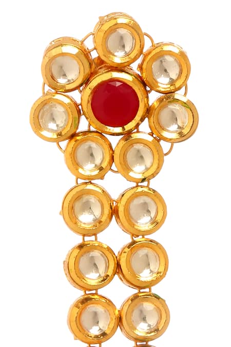 Buy_Minaki_Red Stones, Diamonds Kundan Embellished Blossom Earrings _Online_at_Aza_Fashions