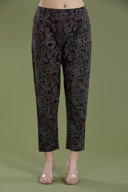 Buy_Divya Sheth_Black Organza Embroidery Dori Round Kaftan And Pant Set _Online_at_Aza_Fashions