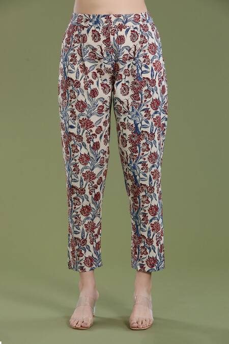 Divya Sheth_Black Round Neck Embroidered Kaftan And Floral Pant Set _at_Aza_Fashions