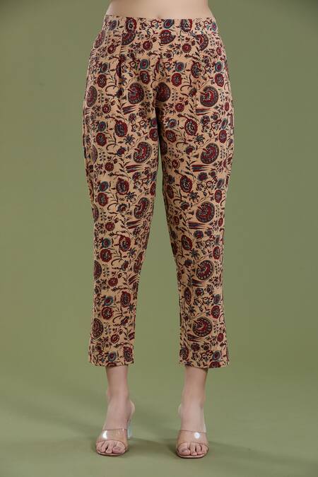 Shop_Divya Sheth_Yellow Cotton Embroidery Round Neck Thread Kaftan And Pant Set _Online_at_Aza_Fashions