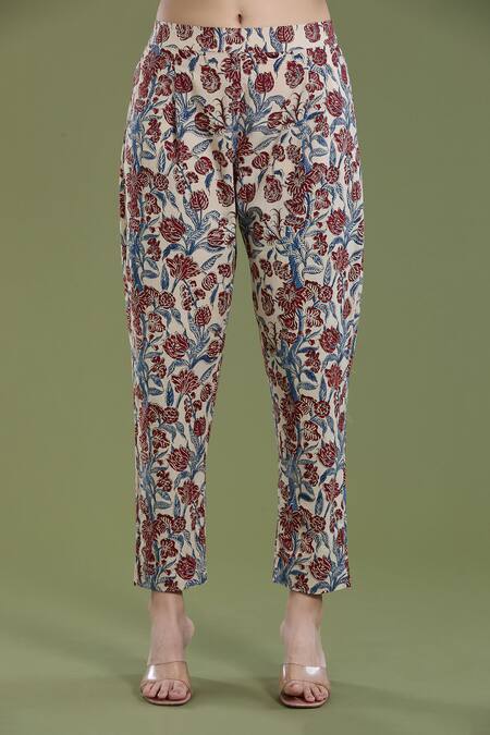 Divya Sheth_Yellow Cotton Patchwork Round Neck Thread Work Kaftan And Pant Set _at_Aza_Fashions