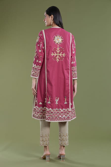 Divya Sheth Geometric Tribal Embroidered Kurta & Pant Set 