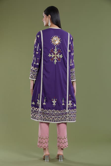 Divya Sheth Geometric Tribal Embroidered Kurta Set 