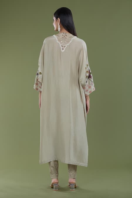 Divya Sheth Floral Embroidered Kaftan & Pant Set 