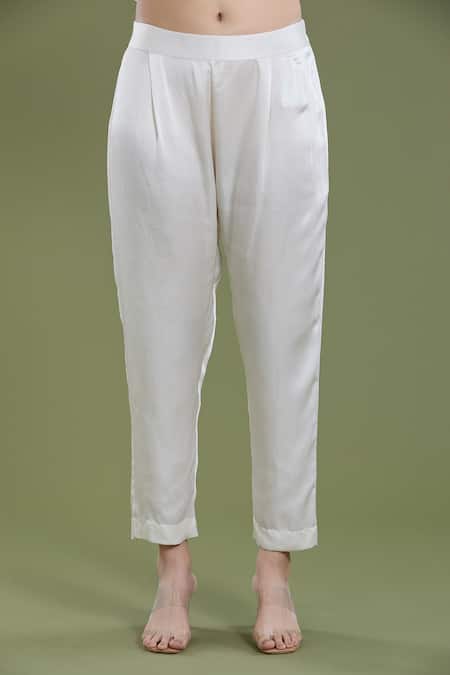 Divya Sheth_Off White Organza Embroidery Bead Geometric Kaftan Kurta And Pant Set  _at_Aza_Fashions