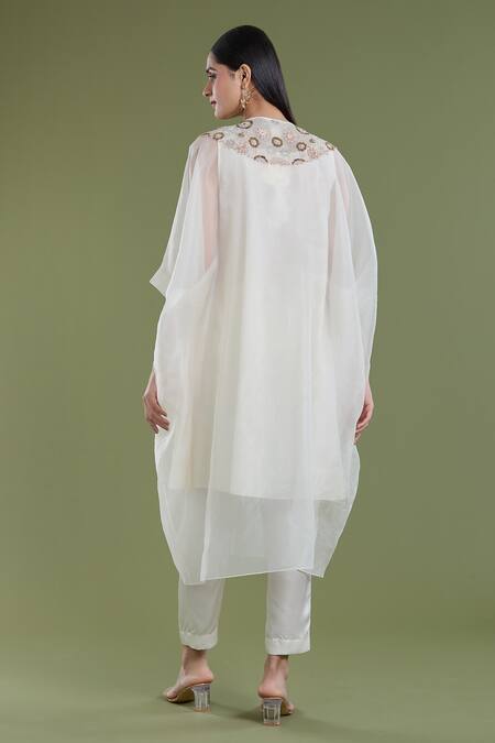 Divya Sheth Geometric Embroidered Kaftan Kurta & Pant Set 