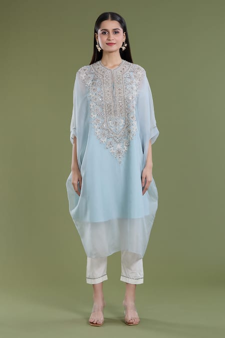 Divya Sheth Bead Embroidered Kaftan Kurta & Pant Set 