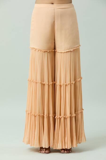 Buy COUTURE BY NIHARIKA Peach Organza, Net, Viscose Pearls, Cut Work Scoop Embroidered Kurta Sharara Set Online at Aza Fashions Buy_COUTURE BY NIHARIKA_Peach Organza, Net, Viscose Pearls, Cut Work Scoop Embroidered Kurta Sharara Set _Online_at_Aza_Fashions