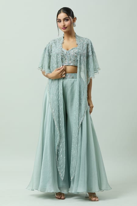 COUTURE BY NIHARIKA Embroidered Cape Pant Set 