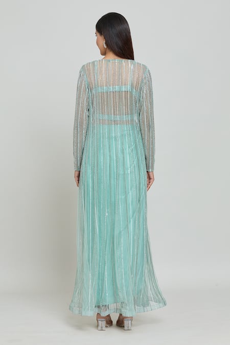 COUTURE BY NIHARIKA Embroidered Cape Draped Skirt Set 