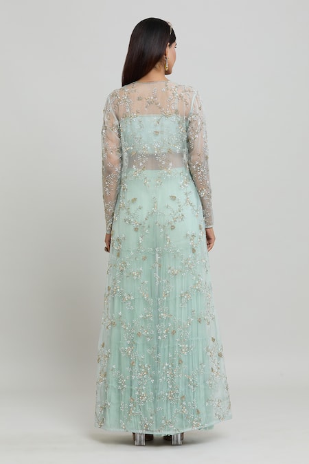 COUTURE BY NIHARIKA Floral Embroidered Cape Sharara Set 