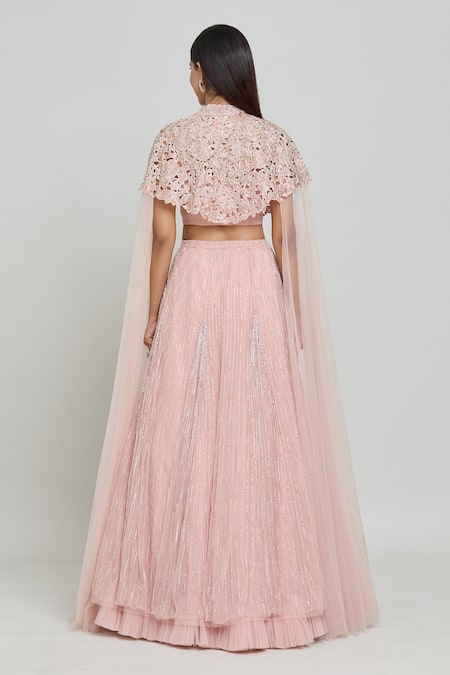 COUTURE BY NIHARIKA Floral Cutwork Cape Lehenga Set 