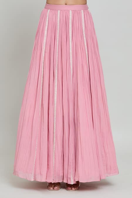 COUTURE BY NIHARIKA Pink Organza, Chiffon Beads, Cut Work, Sequins Panelled Embroidered Lehenga Set at Aza Fashions COUTURE BY NIHARIKA_Pink Organza, Chiffon Beads, Cut Work, Sequins Panelled Embroidered Lehenga Set _at_Aza_Fashions