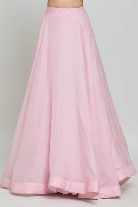 Buy COUTURE BY NIHARIKA Pink Organza Sequins, Beads Scoop Floral And Cutdana Embroidered Cape Skirt Set Buy_COUTURE BY NIHARIKA_Pink Organza Sequins, Beads Scoop Floral And Cutdana Embroidered Cape Skirt Set