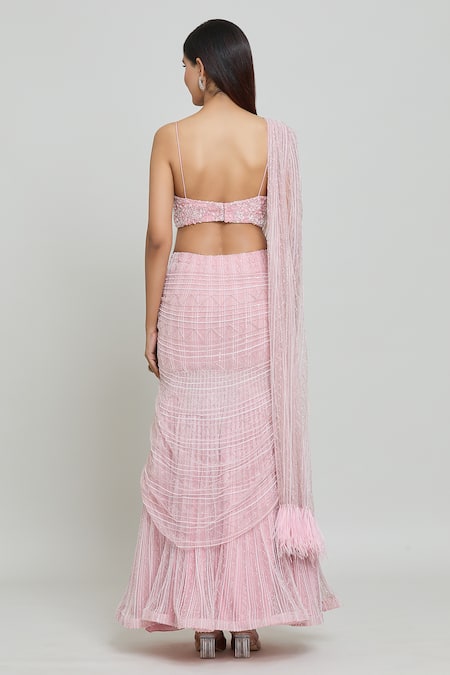 COUTURE BY NIHARIKA Net Embroidered Pre-Saree With Blouse 