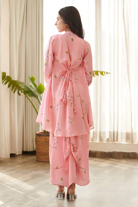 Pasha India Floral Print Asymmetric Draped Dress 