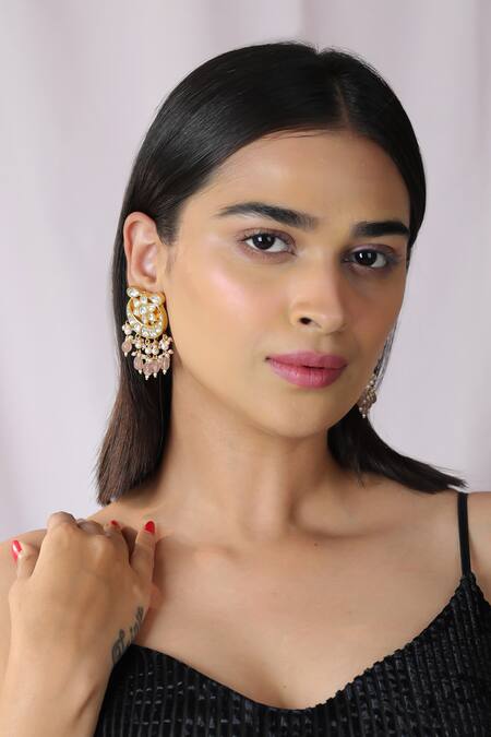 Buy_Riana Jewellery_Pink Beads, Diamonds Embellished Choker Necklace Set _Online_at_Aza_Fashions