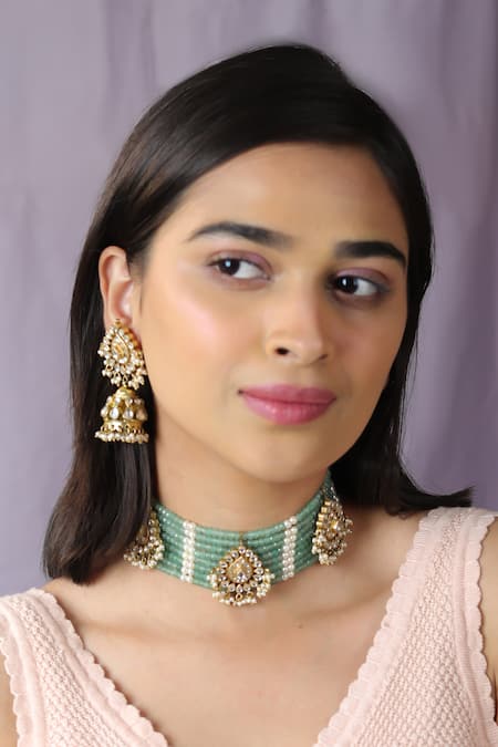Riana Jewellery Kundan Embellished Choker Necklace Set 