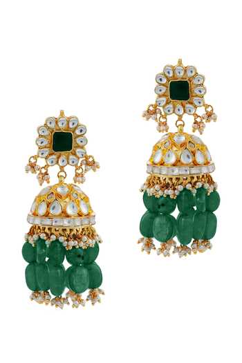 Riana Jewellery Green Beads Semi-precious Embellished Choker Necklace Set Online at Aza Fashions Riana Jewellery_Green Beads Semi-precious Embellished Choker Necklace Set _Online_at_Aza_Fashions