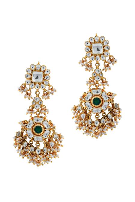 Riana Jewellery_White Beads, Diamonds, Stones Kundan And Embellished Choker Bridal Necklace Set _Online_at_Aza_Fashions