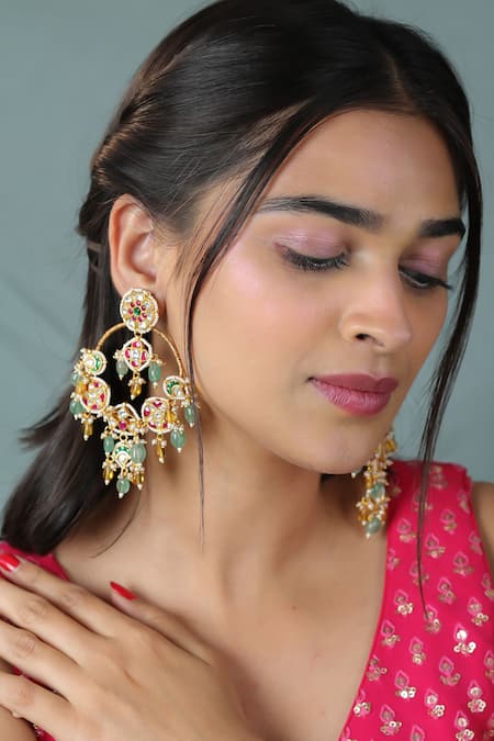 Riana Jewellery Jadtar Stones Embellished Chandbali Earrings 