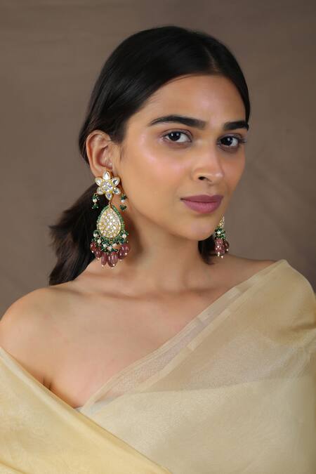Riana Jewellery Jadau Stones Embellished Dangler Earrings 