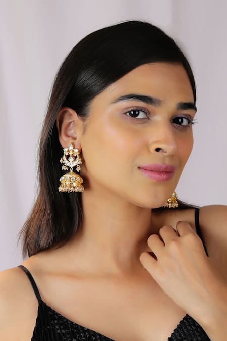 Riana Jewellery Pearls Embellished Jhumka Earrings 
