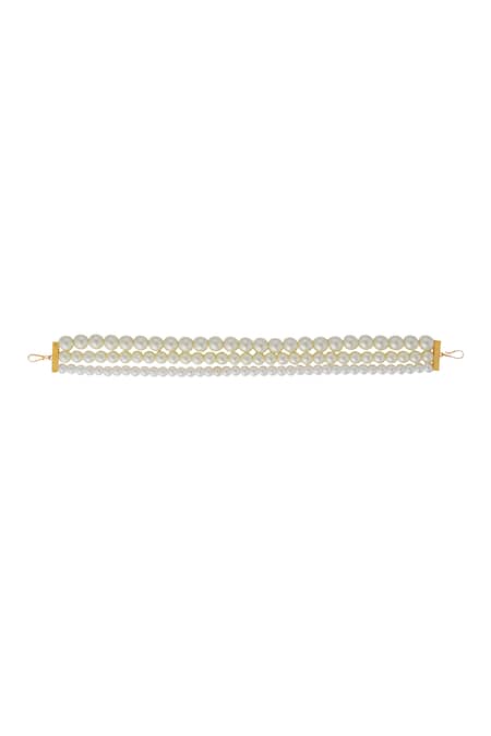 Shop Riana Jewellery White Beads Misty Pearl Embellished Hair Band at Aza Fashions Shop_Riana Jewellery_White Beads Misty Pearl Embellished Hair Band _at_Aza_Fashions