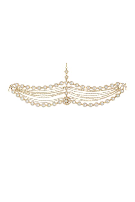 Riana Jewellery Phool Pearl & Stone Embellished Mathapatti 