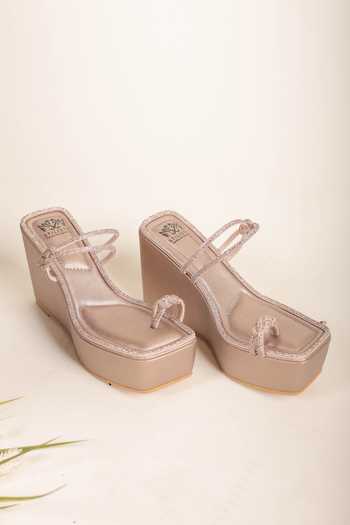 Shop_Stilista_Rose Gold Stones Embellished Square-toe Wedges_Online_at_Aza_Fashions