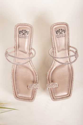 Shop_Stilista_Rose Gold Stones Embellished Square-toe Wedges