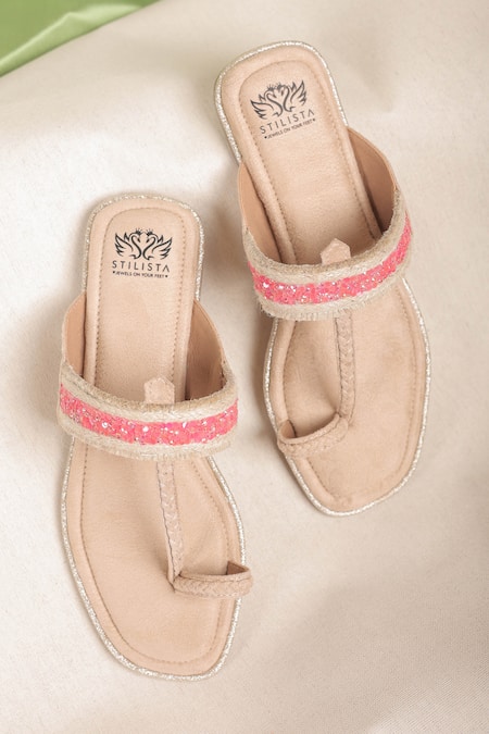 Stilista Stones Embellished Kolhapuri Flats 