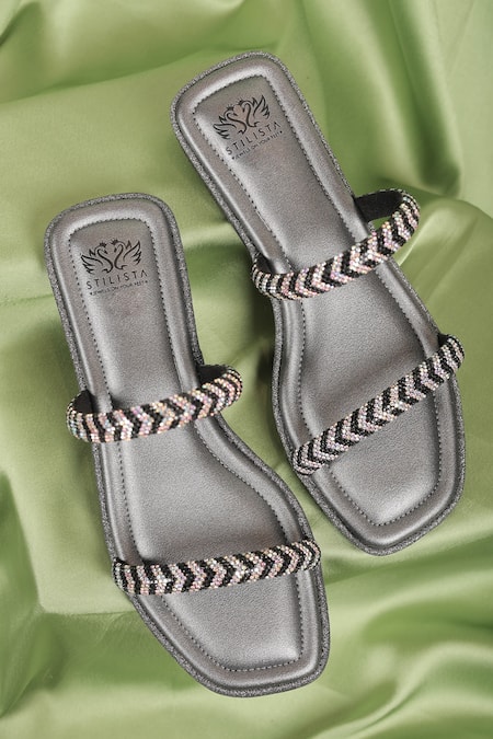 Stilista Embellished Parellel-Strapped Sliders 