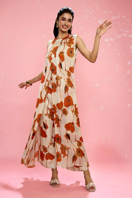 Buy Siarra Ivory Satin, Chiffon, Silk V-neck Floral Pattern Tunic And Pant Set Online at Aza Fashions Buy_Siarra_Ivory Satin, Chiffon, Silk V-neck Floral Pattern Tunic And Pant Set _Online_at_Aza_Fashions