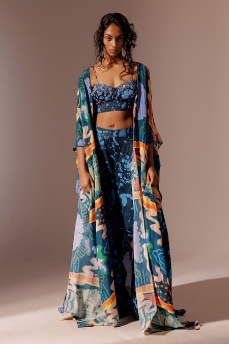 Advait Echo Abstract Print Cape 