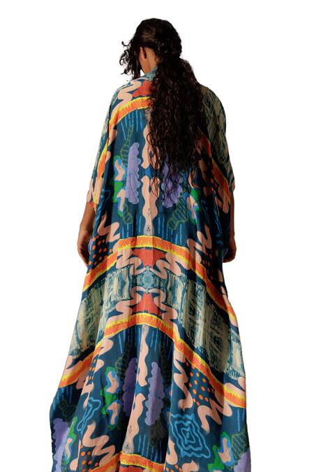 Advait Multi Color Crepe Printed Abstract Open Multicolor Cape Online at Aza Fashions Advait_Multi Color Crepe Printed Abstract Open Multicolor Cape_Online_at_Aza_Fashions