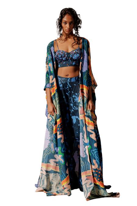 Buy Advait Multi Color Crepe Printed Abstract Open Multicolor Cape Online at Aza Fashions Buy_Advait_Multi Color Crepe Printed Abstract Open Multicolor Cape_Online_at_Aza_Fashions