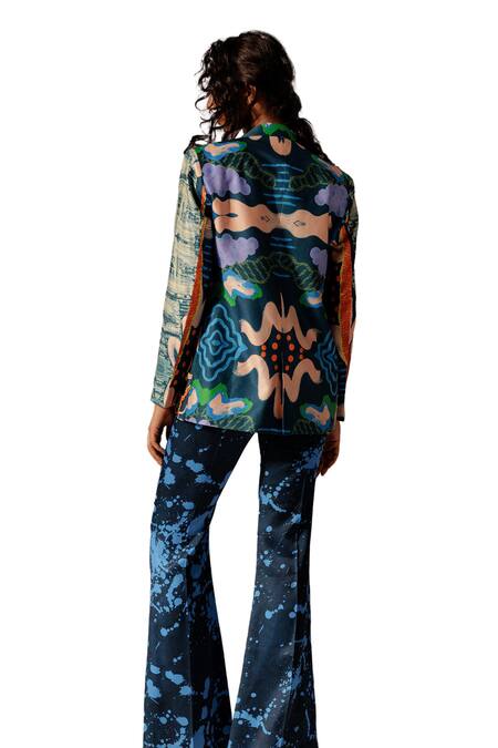 Advait Multi Color Beads, Embroidery Echo Abstract Print Threadwork Blazer Online at Aza Fashions Advait_Multi Color Beads, Embroidery Echo Abstract Print Threadwork Blazer_Online_at_Aza_Fashions