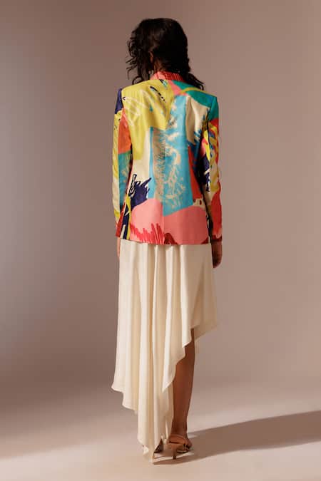 Shop Advait Ivory Bamboo Elio Solid Asymmetric Skirt at Aza Fashions Shop_Advait_Ivory Bamboo Elio Solid Asymmetric Skirt _at_Aza_Fashions