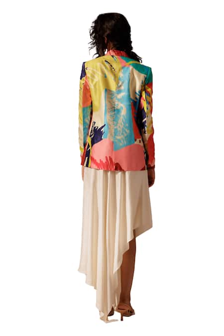 Advait Ivory Bamboo Elio Solid Asymmetric Skirt Online at Aza Fashions Advait_Ivory Bamboo Elio Solid Asymmetric Skirt _Online_at_Aza_Fashions