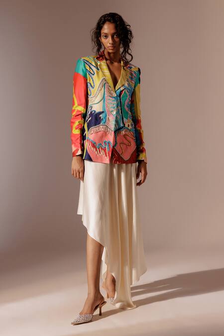 Advait Ivory Bamboo Elio Solid Asymmetric Skirt at Aza Fashions Advait_Ivory Bamboo Elio Solid Asymmetric Skirt _at_Aza_Fashions