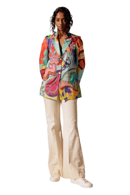 Advait Multi Color Beads, Embroidery Island Printed Embellished Blazer Online at Aza Fashions Advait_Multi Color Beads, Embroidery Island Printed Embellished Blazer_Online_at_Aza_Fashions