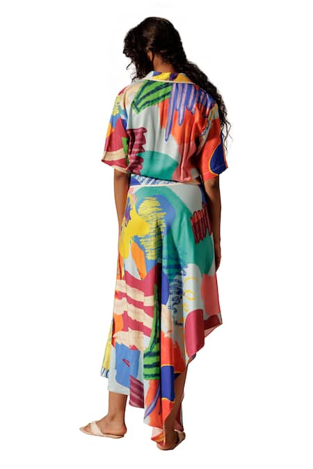 Buy_Advait_Multi Color Collared Island Print Shirt Dress_Online_at_Aza_Fashions